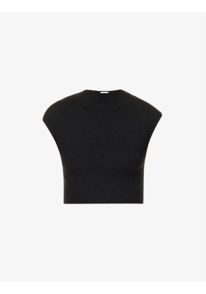 Ribbed sleeveless cashmere crop top