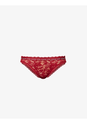 CK One Lace branded-waistband stretch-lace briefs