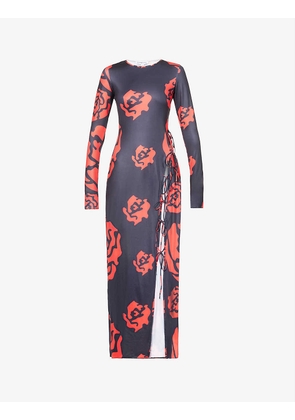 Vivian floral-print stretch-woven maxi dress
