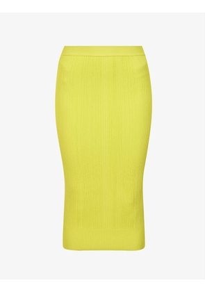 Ribbed high-waist recycled rayon-blend midi skirt