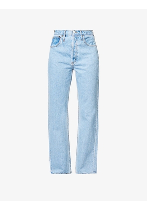 Childhood faded-wash straight-leg high-rise jeans