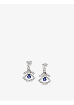 Diva's Dream 18ct white-gold, 1.45ct teardrop sapphire and 1.48ct brilliant-cut diamond earrings