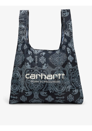 Verse graphic-print woven shopping bag