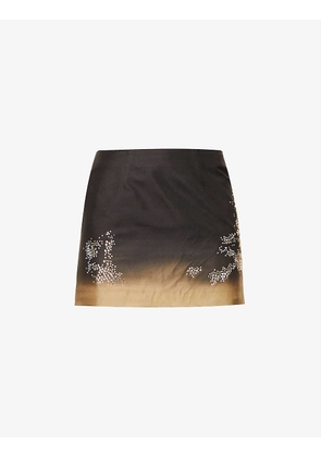 Haile gradient-pattern woven mini skirt