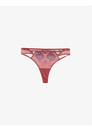 Champs Elysées floral-embroidered mid-rise stretch-woven briefs