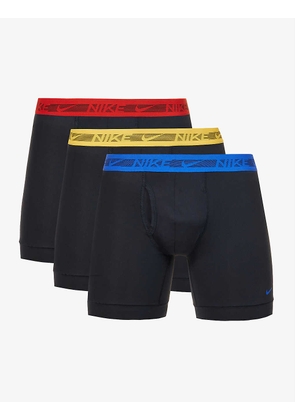 Pack of three branded-waistband recycled polyester-blend boxers
