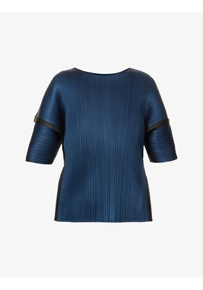 Pleated relaxed-fit woven top