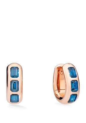 Pomellato Rose Gold and London Blue Topaz Iconica Hoop Earrings