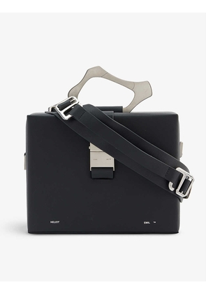 Carabiner-handle leather cross-body bag