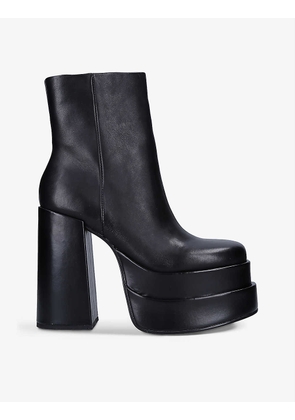 Cobra platform heeled leather ankle boots