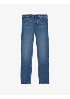 Slim-fit faded stretch-denim jeans