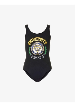 University brand-embroidered stretch-cotton body