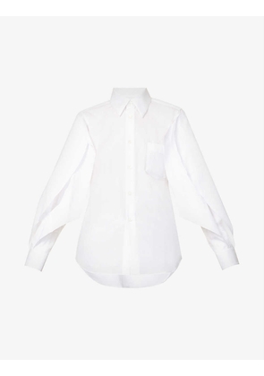 Loose-fit curved-hem cotton-poplin shirt