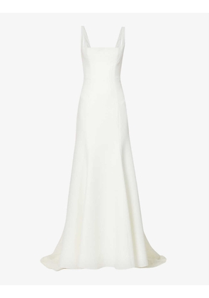Portia square-neck stretch-crepe and lace gown