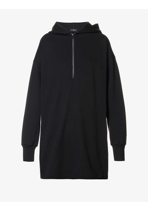 Zipped-hem oversized woven hoody