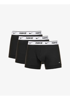 Pack of three branded-waistband stretch-cotton trunks