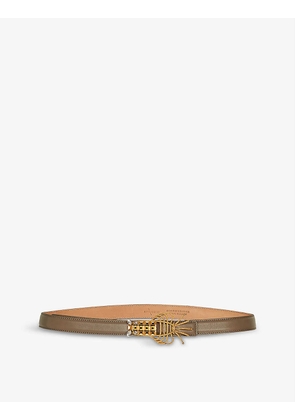 Sonia Petroff Lobster 24ct yellow gold-plated brass and Swarovski leather belt
