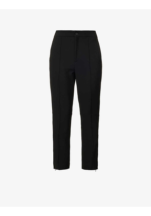 Exposed-seam slim-fit tapered high-rise stretch-woven trousers
