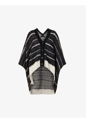 Striped V-neck mohair-blend knitted cardigan