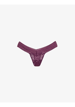 Leo low-rise stretch-lace thong