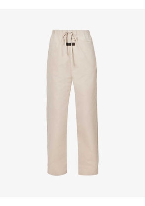 ESSENTIALS drawstring-waist branded-tab cotton-blend trousers