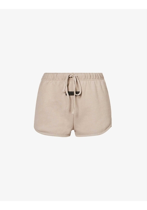 ESSENTIALS brand-appliqué elasticated-waist cotton-blend shorts