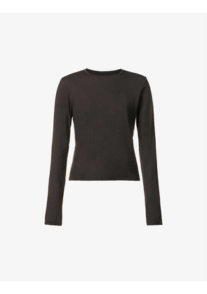Long-sleeved round-neck cotton-jersey T-shirt