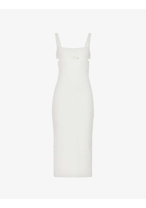 Square-neck cut-out recycled rayon-blend midi dress