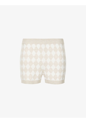 Prairie check-pattern jacquard cotton-blend shorts