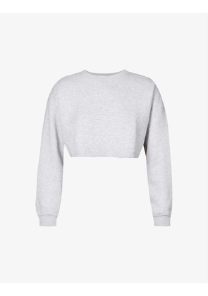 Cropped boxy-fit cotton-blend sweatshirt