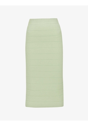 Textured high-waist recycled rayon-blend midi skirt