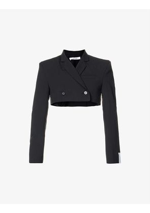 Cropped double-breasted boxy-fit woven jacket