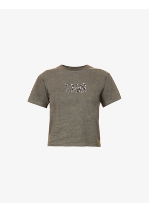 Logo-embroidered faded-wash cotton T-shirt