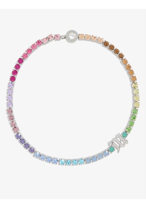 Colourful brass and cubic zirconia necklace