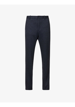 Honeycomb tapered-leg stretch-woven trousers