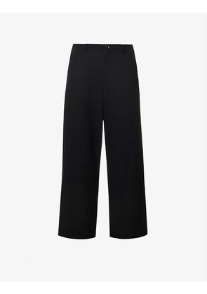 Relaxed-fit wide-leg high-rise wool trousers