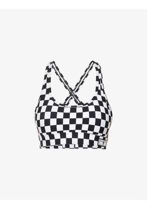 Speedway Excel checkered stretch-woven bra