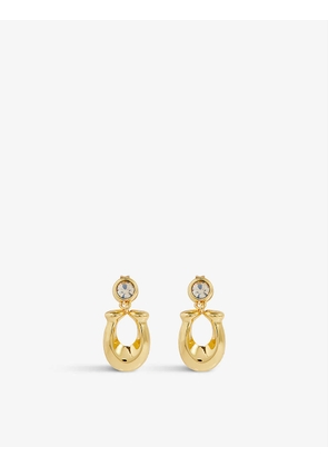 Crystal-embellished gold-plated brass earrings