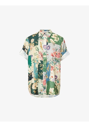 Loretta floral-patchwork linen shirt