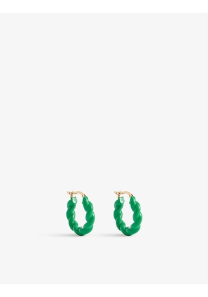 Twisted 18ct gold-plated sterling silver and enamel earrings