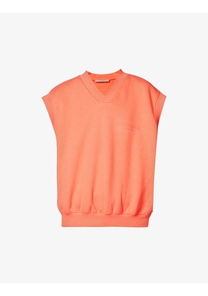 ESSENTIALS V-neck brand-appliqué cotton-blend sweatshirt