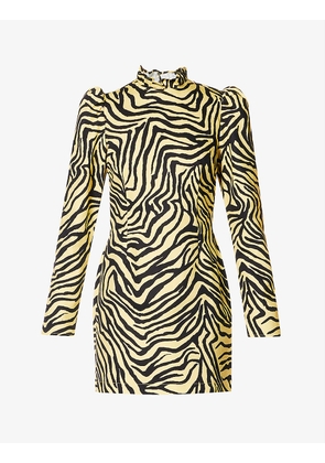 Danika zebra-print cotton midi dress