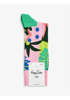 Tropical Garden graphic-print stretch cotton-blend socks