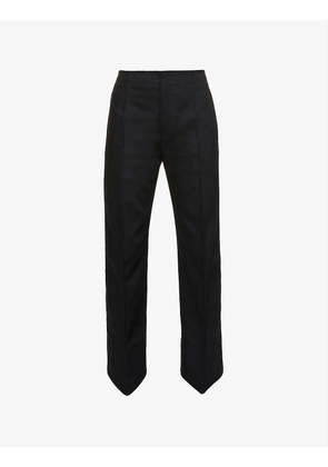 Straight-leg mid-rise cotton trousers