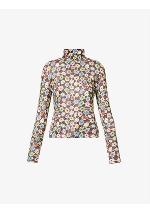 Cody floral-print stretch-woven top