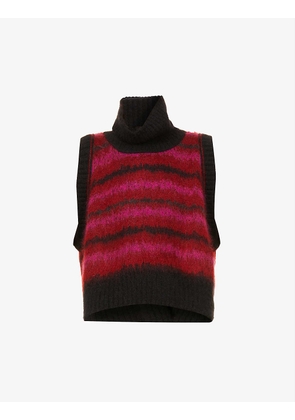 Turtleneck abstract-knit mohair-blend top