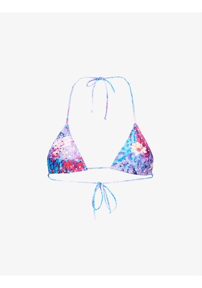 Abstract-print triangle bikini top
