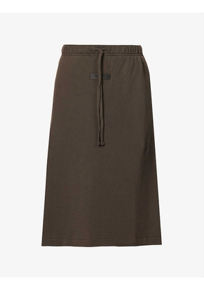 ESSENTIALS logo-tab cotton-jersey midi skirt