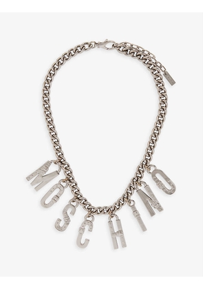 Logo-pendant metal necklace