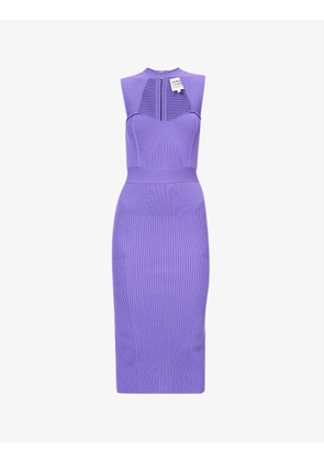 Cut-out ribbed recycled rayon-blend midi dress